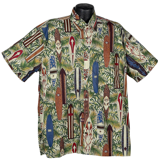 High Seas Trading Co. Surf Legends Hawaiian Shirt Made in USA Tan